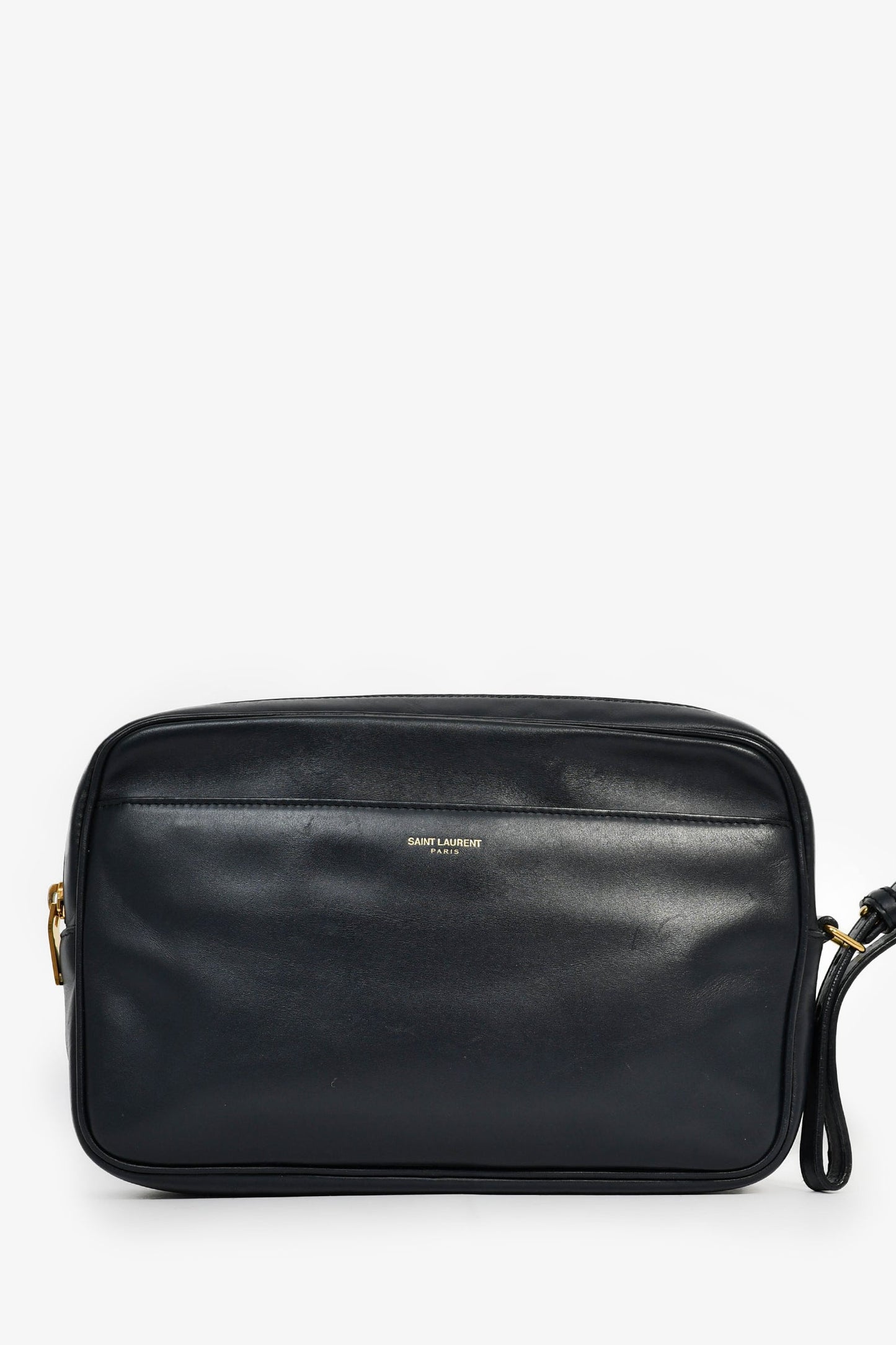 Saint Laurent Navy Blue Leather Clutch Bag