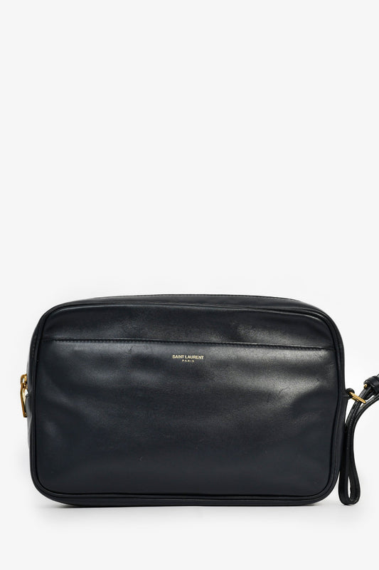 Saint Laurent Navy Blue Leather Clutch Bag