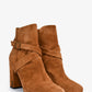 Saint Laurent Brown Suede Criss Cross Heeled Ankle Boots Size 37.5