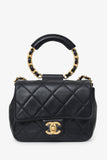 Chanel™ 2019 Black Lambskin Quilted Mini In The Loop Circular Handle Bag
