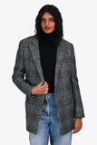 Saint Laurent Black/White Wool Check Coat Size 34