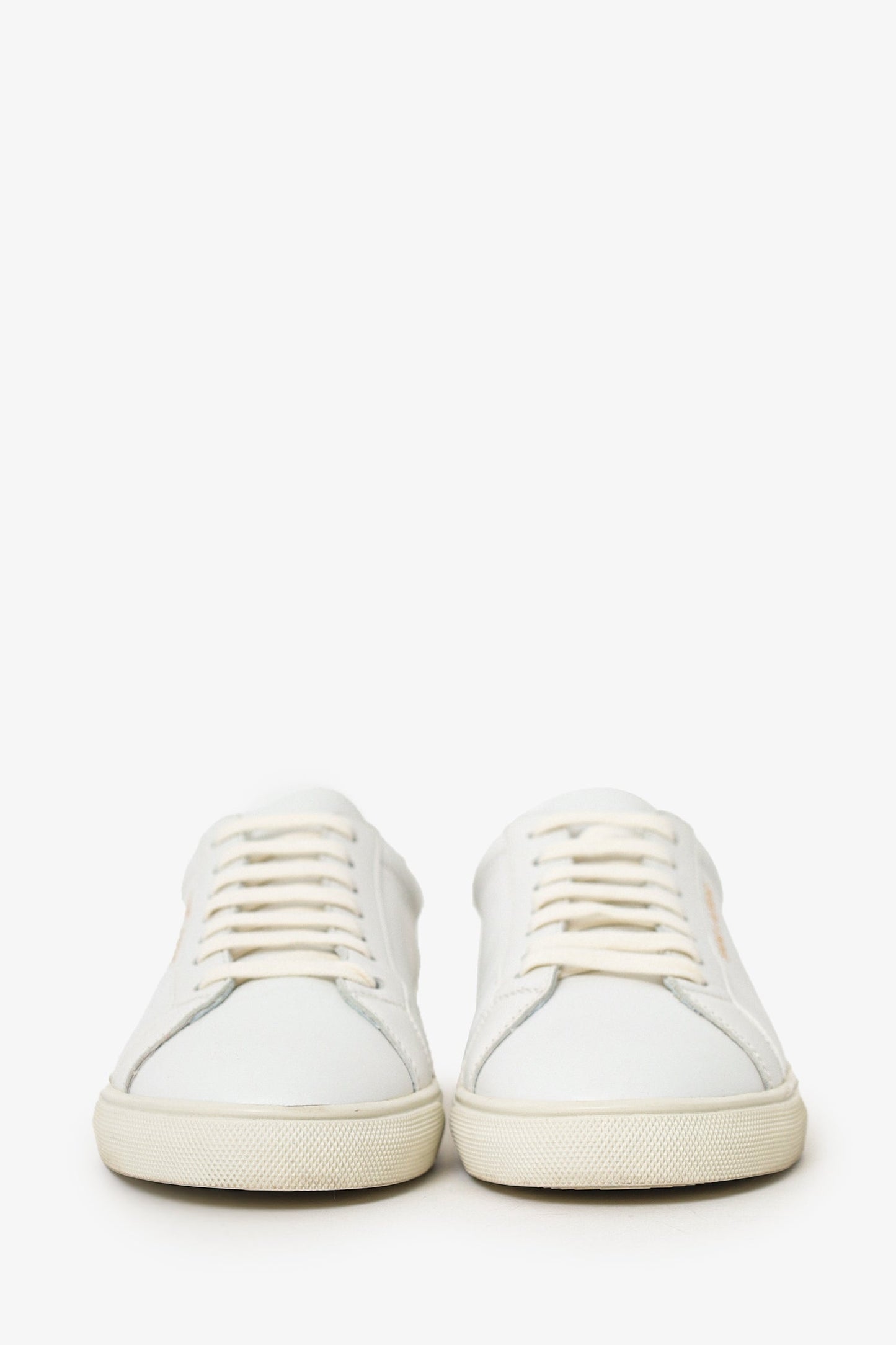 Saint Laurent White Leather Low Top Sneakers Size 40