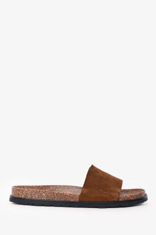 Saint Laurent Brown Suede Logo Embroidered Sandals Size 39