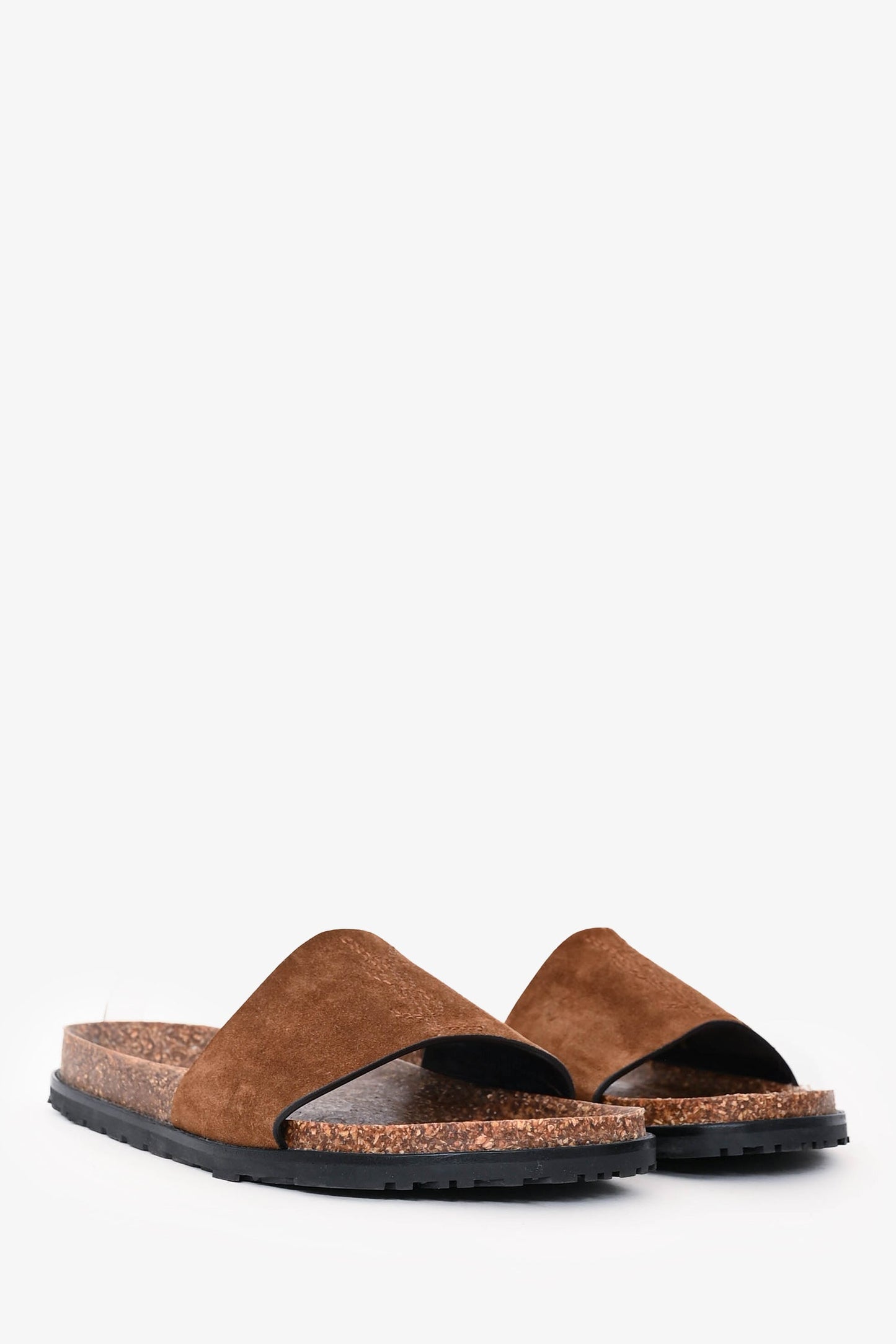 Saint Laurent Brown Suede Logo Embroidered Sandals Size 39