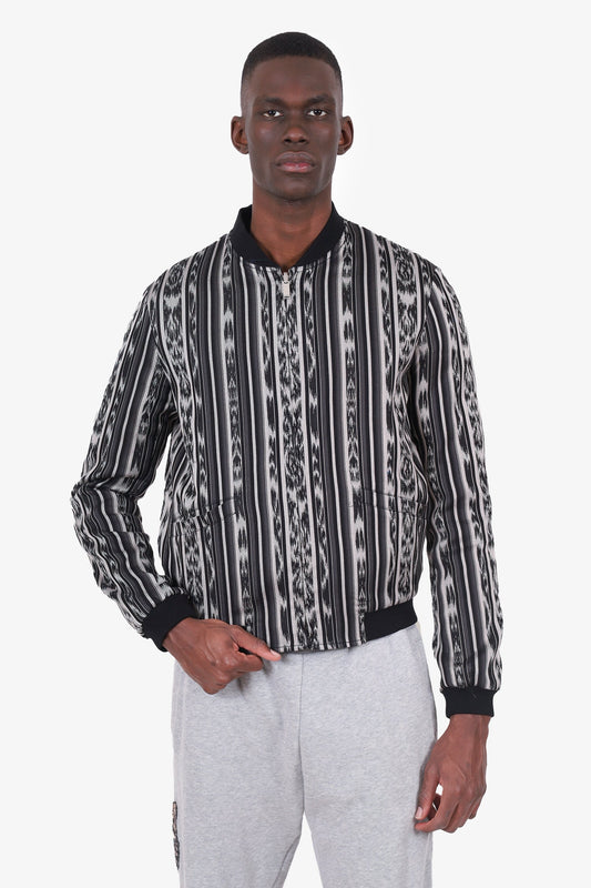 Saint Laurent SS18 Black/Multicolour Striped Reversible Ikat Jacket Size 48