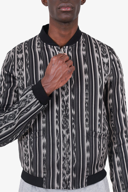 Saint Laurent SS18 Black/Multicolour Striped Reversible Ikat Jacket Size 48