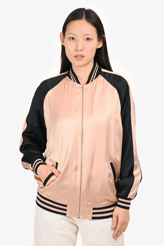 Saint Laurent 2016 Black/Pink Bomber Jacket Size 36
