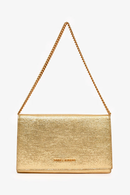 Saint Laurent Gold Metallic Wallet on Chain