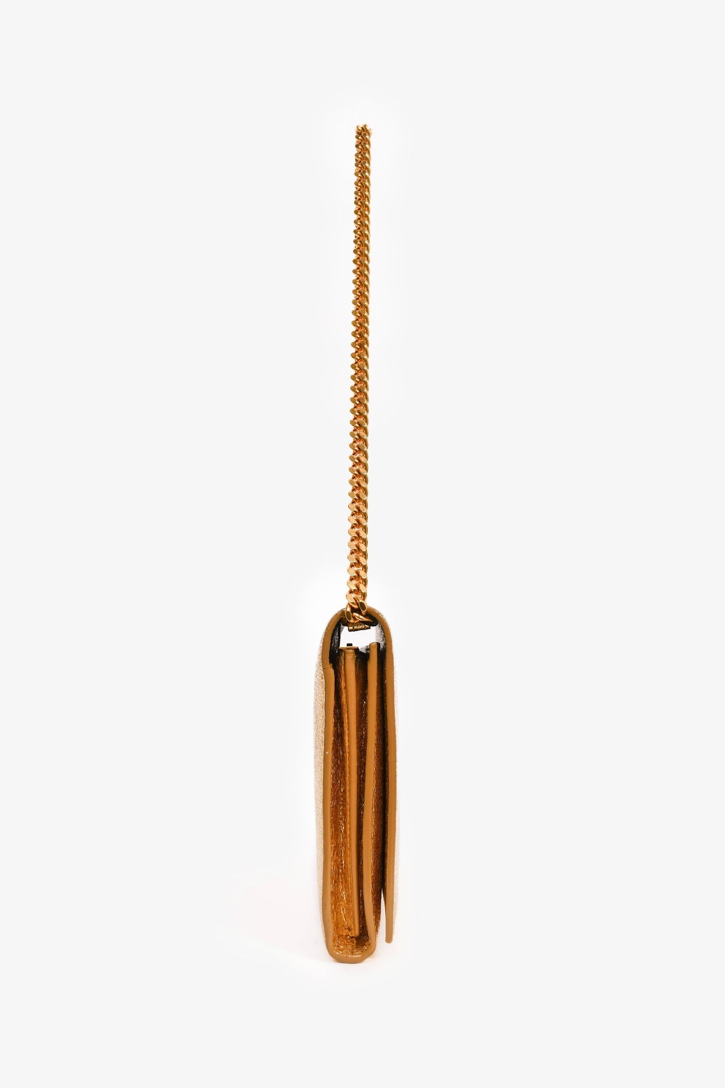 Saint Laurent Gold Metallic Wallet on Chain