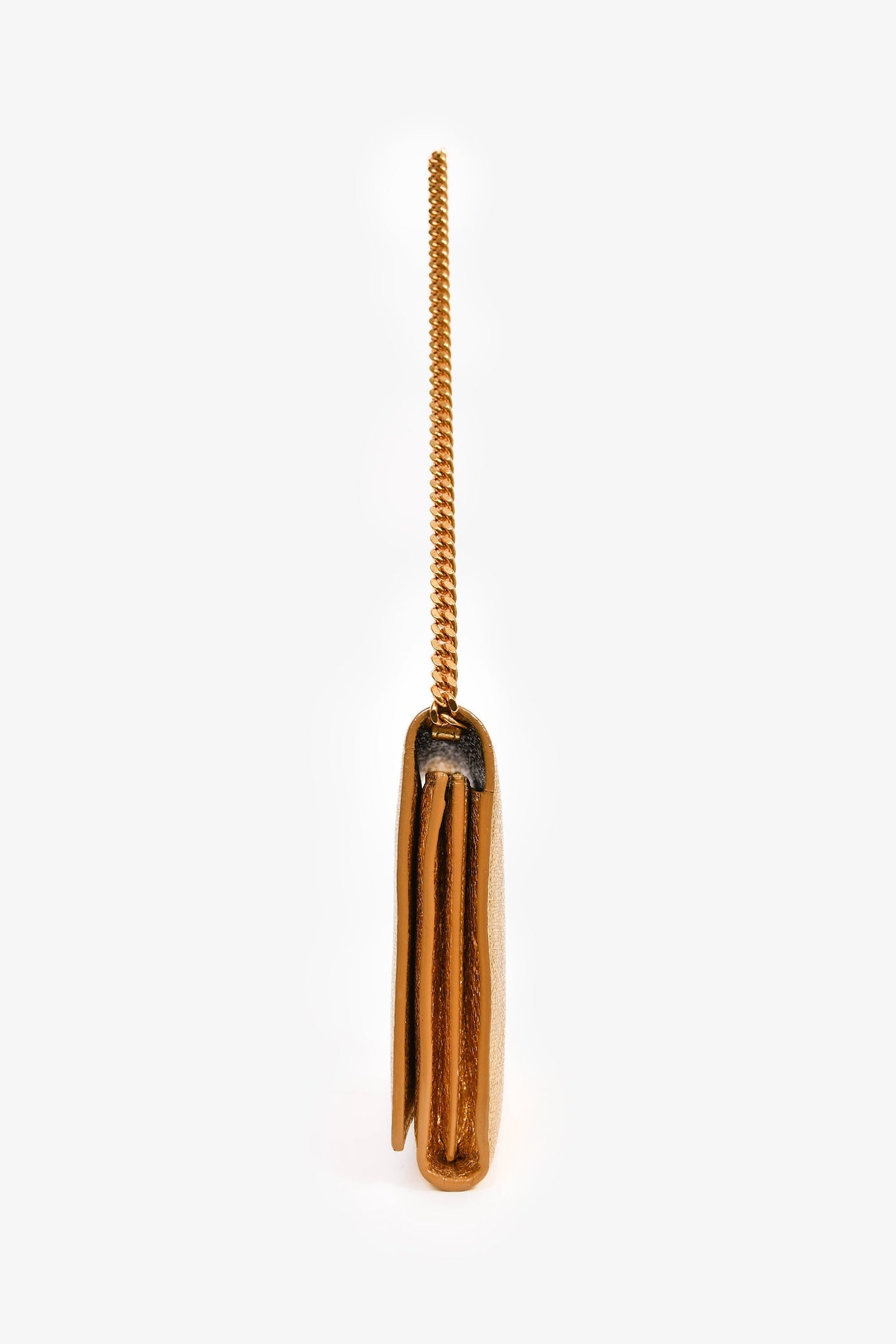 Saint Laurent Gold Metallic Wallet on Chain
