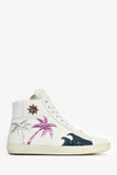 Saint Laurent White Leather 'Signature Palm Glitter' Sneakers Size 38.5