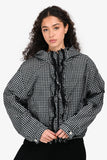Prada 2018 Black/White Gingham Check Ruffle Detailed Wind Breaker Size 46