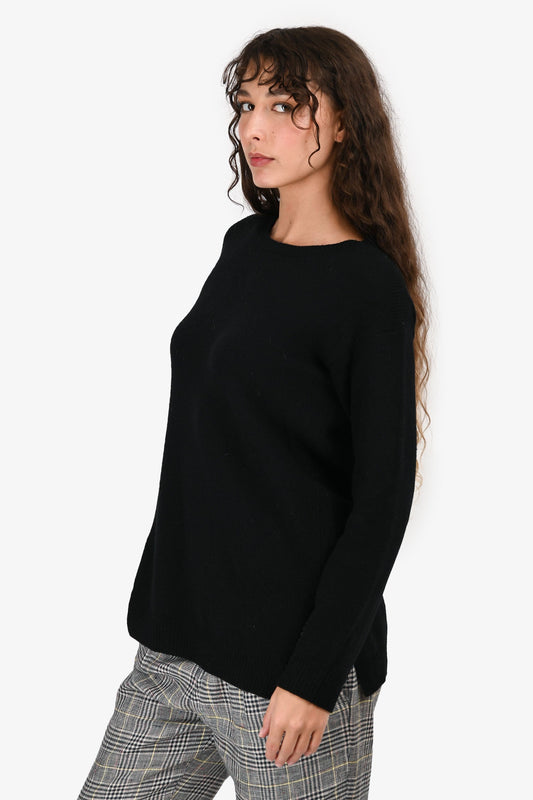 Prada Black Wool/Cashmere Blend Crew Neck Sweater Size 40