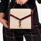 Saint Laurent 2020 Cream/Burgundy Canvas Leather-Trimmed Medium Cassandra Top Handle