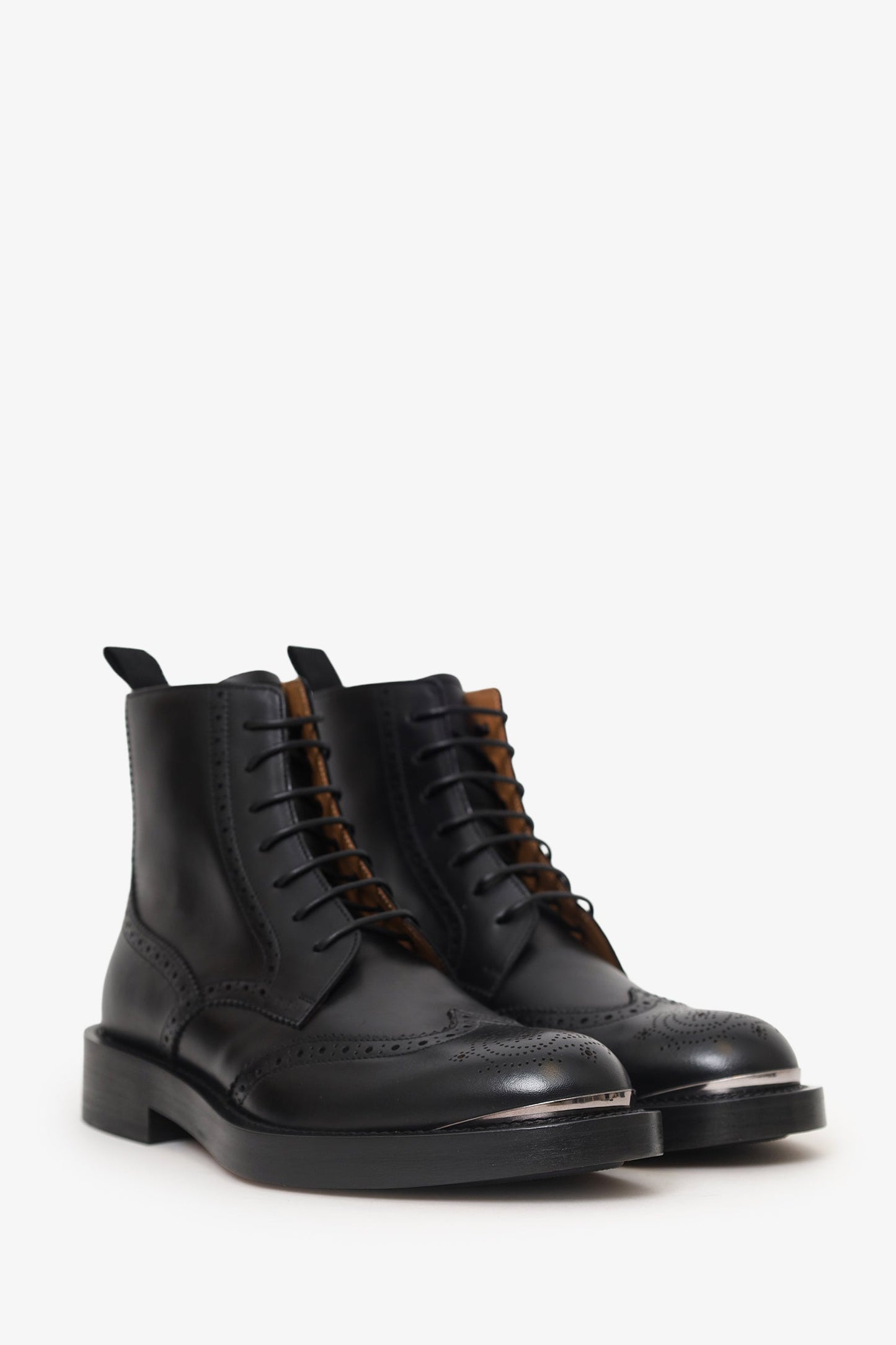 Christian Dior Black Leather 'Diorunit' Brogue Combat Boots Size 41