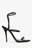 Saint Laurent Black Satin Strappy Pointed Heels Size 37.5