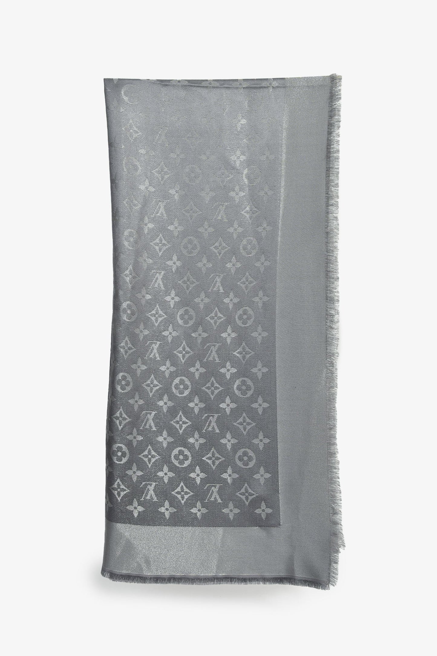 Louis Vuitton Grey Monogram Silk Scarf
