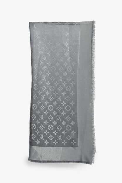 Louis Vuitton Grey Monogram Silk Scarf