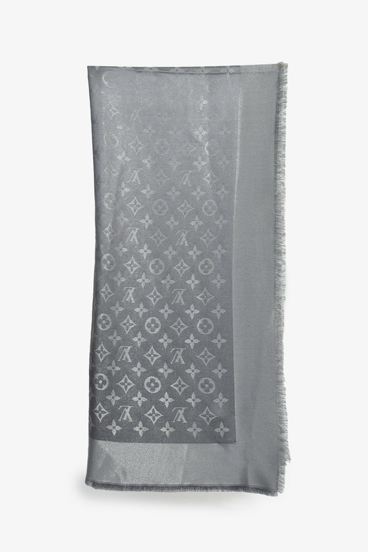 Louis Vuitton Grey Monogram Silk Scarf