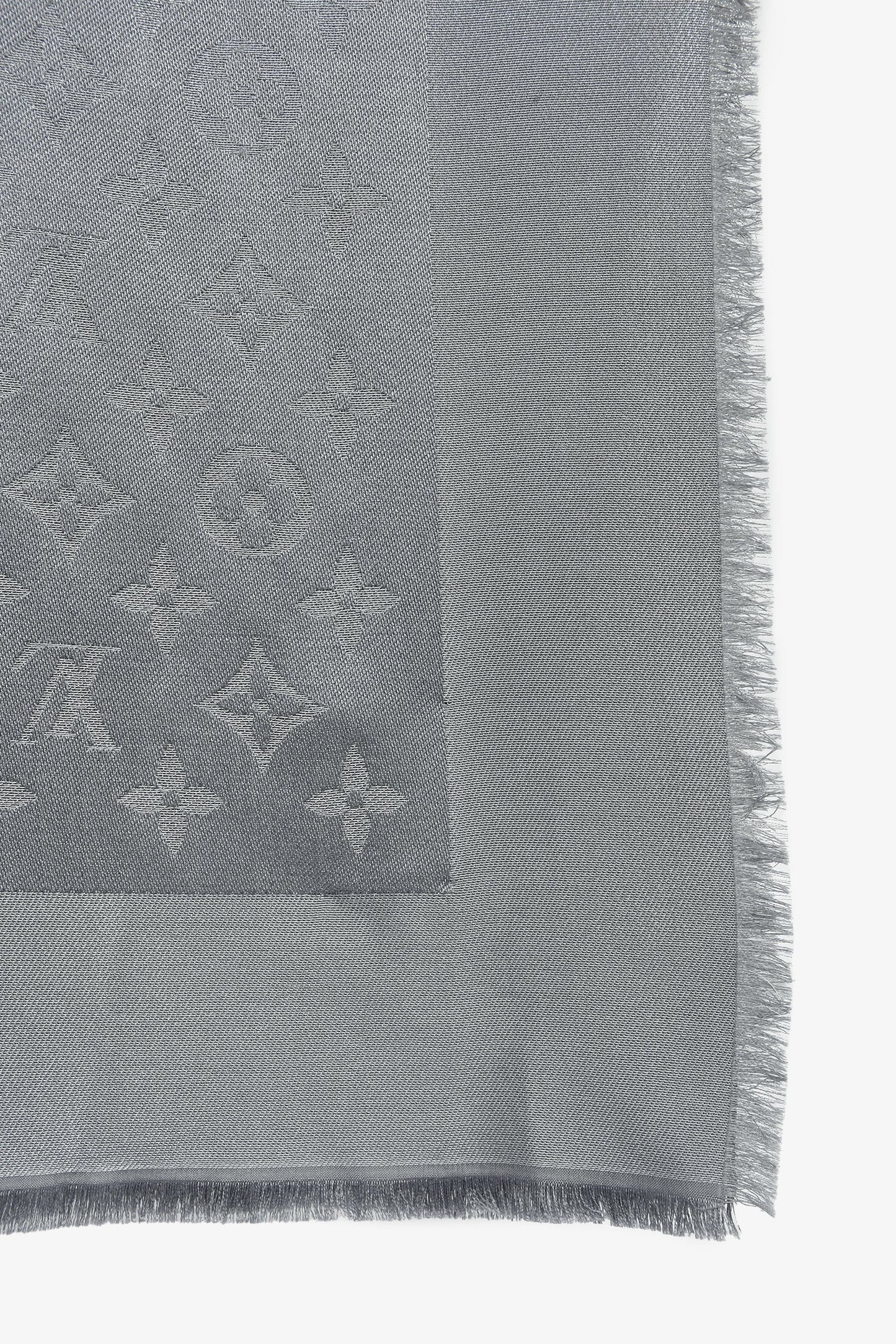 Louis Vuitton Grey Monogram Silk Scarf