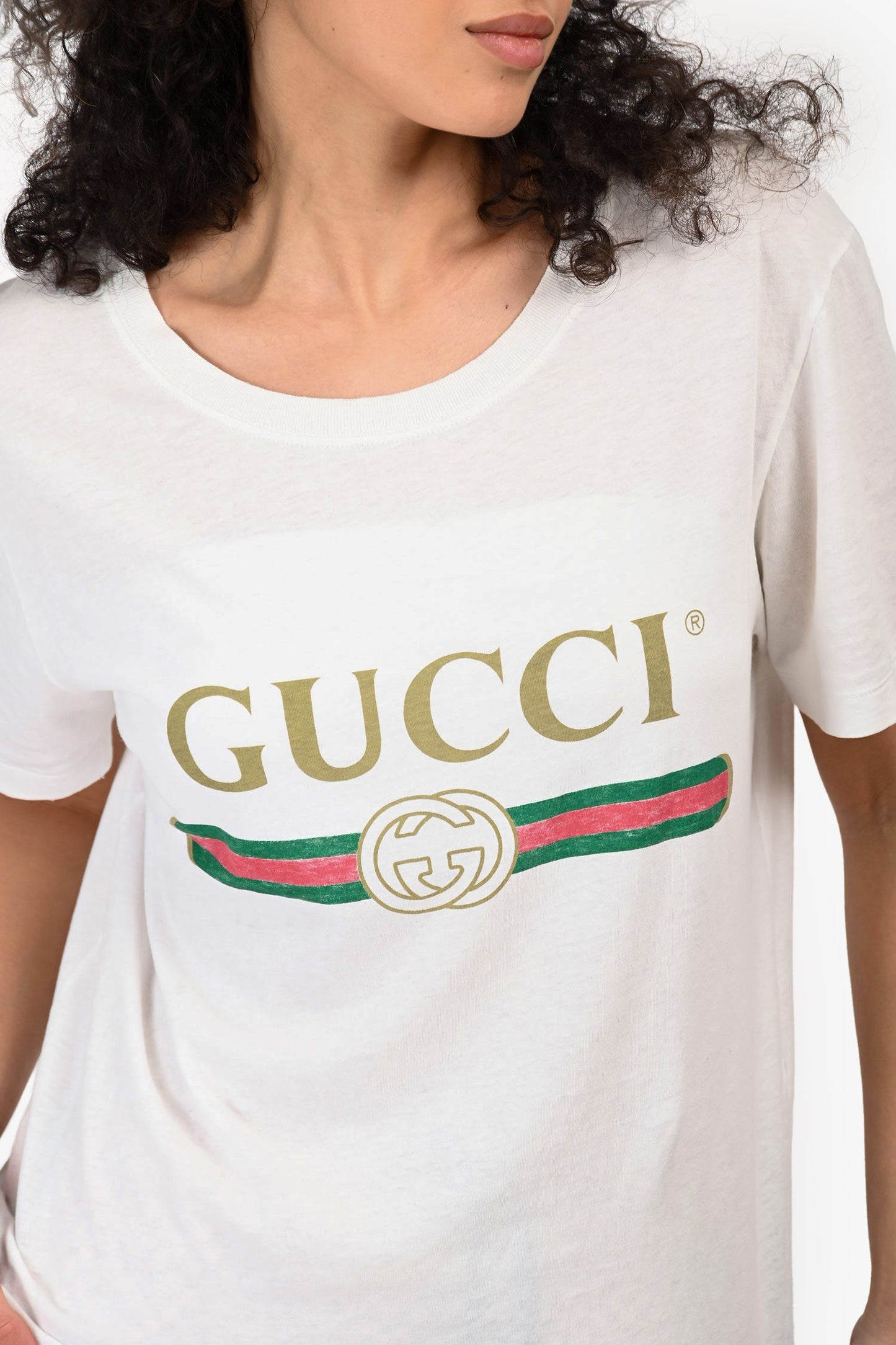 Gucci White Thin Jersey Distressed Logo T-Shirt Size XS