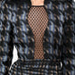 Gucci Blue/Black Silk Mesh Cutout Long Sleeve Midi Dress Size 38