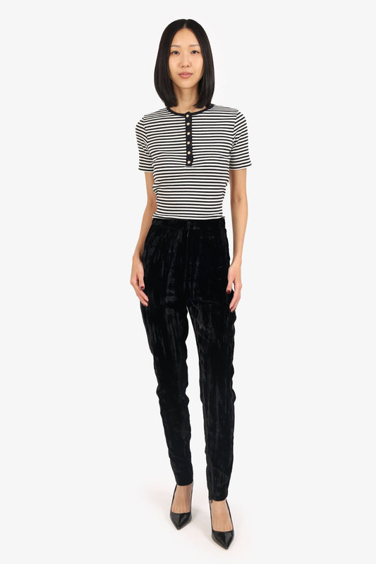 Saint Laurent Black Velvet Tro rs Size 34