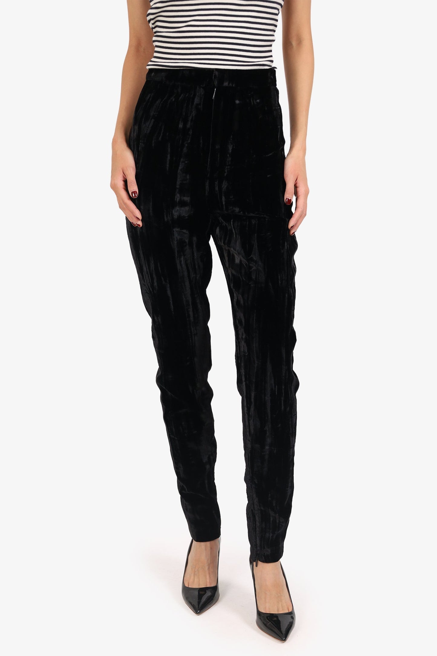 Saint Laurent Black Velvet Tro rs Size 34