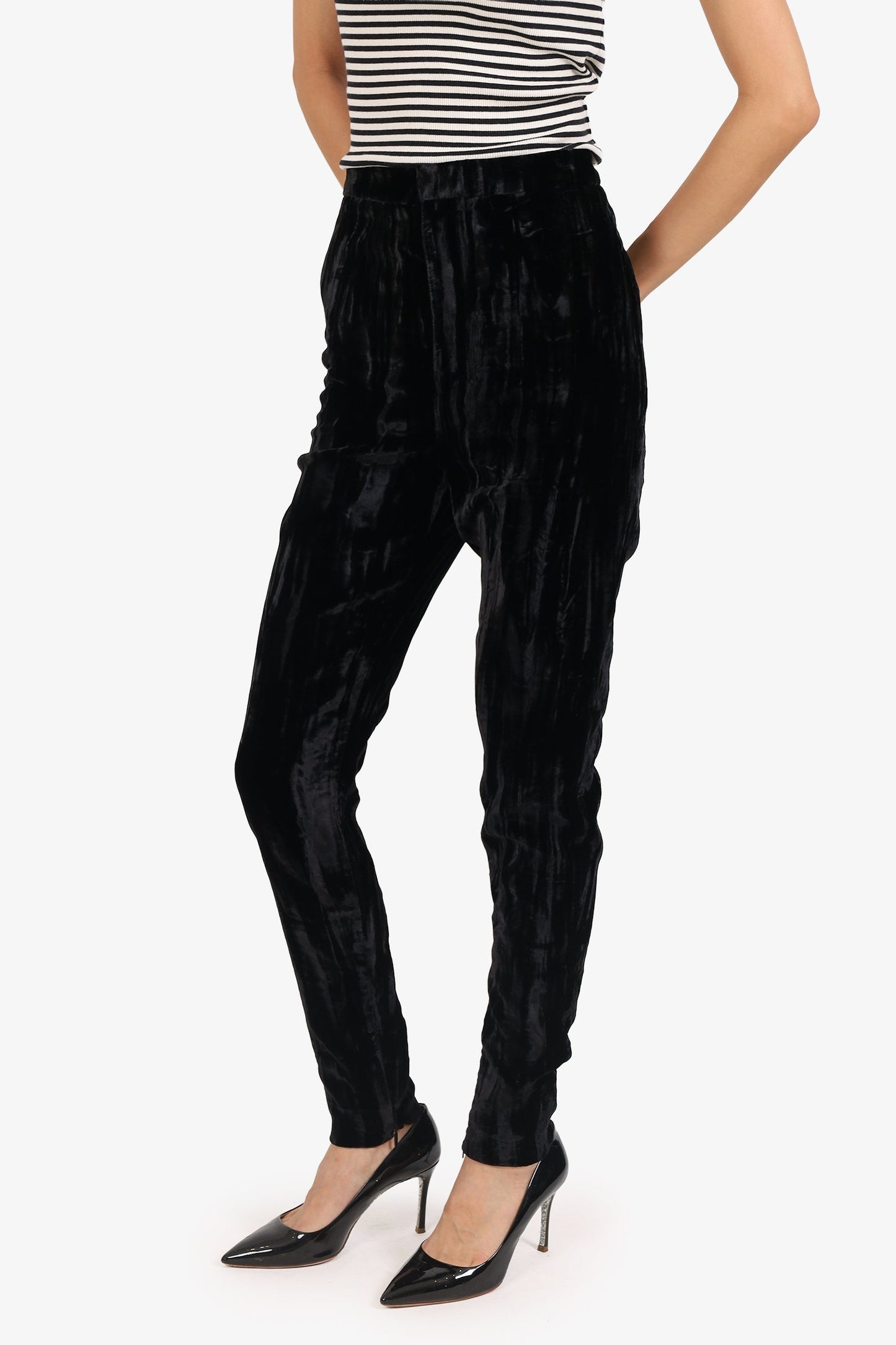 Saint Laurent Black Velvet Tro rs Size 34