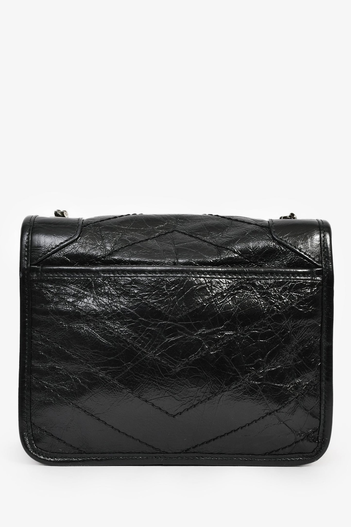 Saint Laurent Black Crinkle Leather 'Niki' Bag