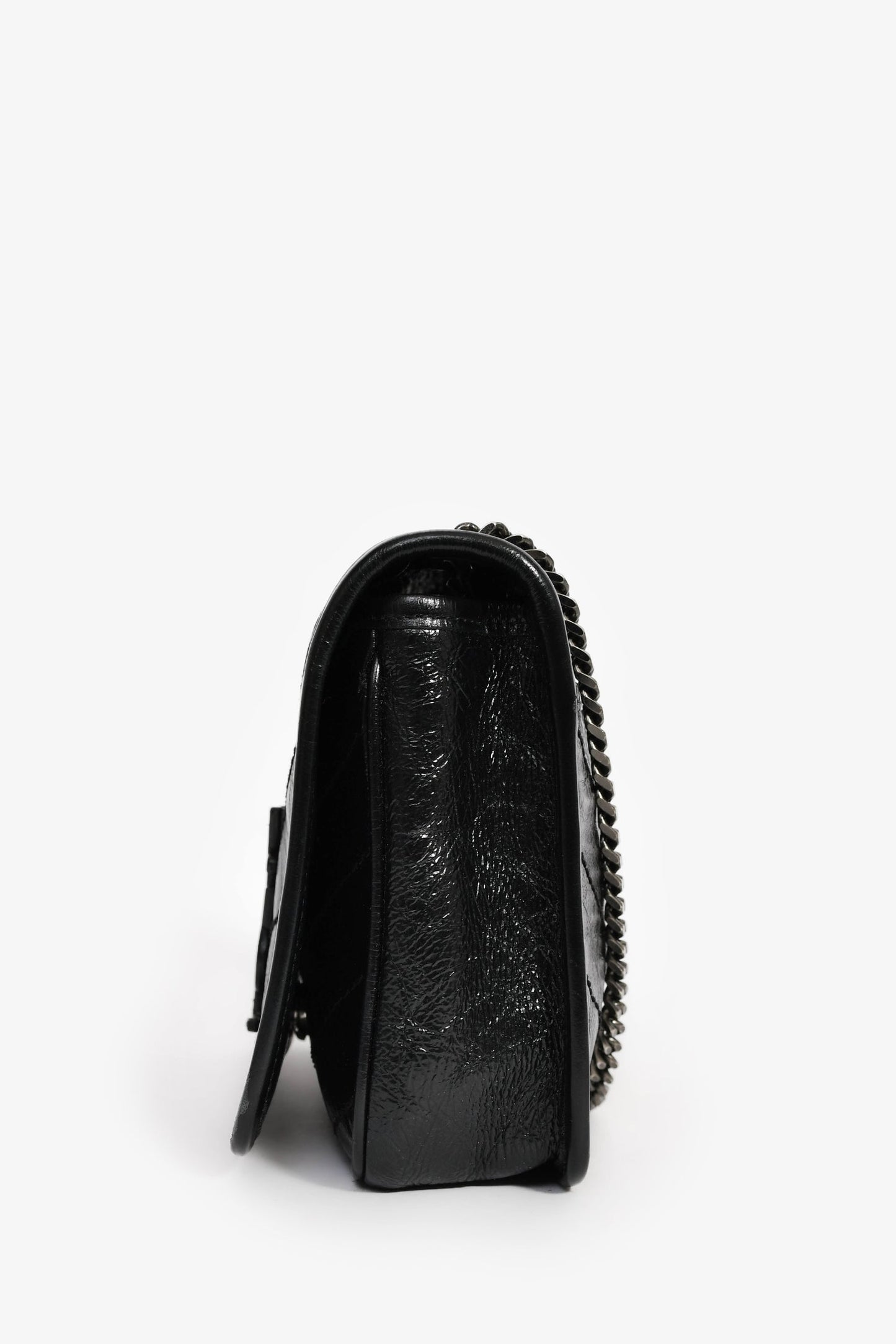 Saint Laurent Black Crinkle Leather 'Niki' Bag