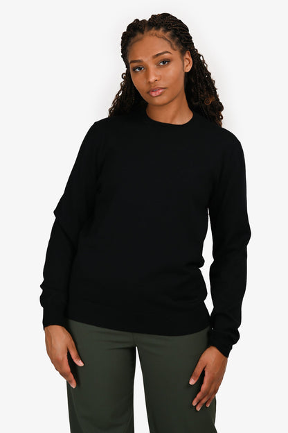 Prada Black Wool Knit Crewneck Sweater Size 48 Mens