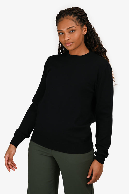 Prada Black Wool Knit Crewneck Sweater Size 48 Mens