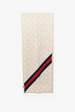 Gucci Beige Wool/Angora Monogram Web Fringe Scarf