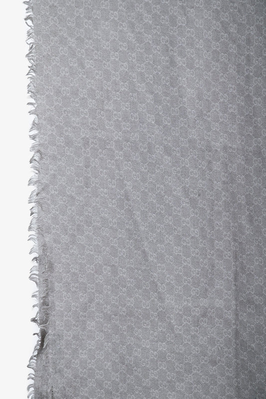 Gucci Gray Wool/Silk GG Jacquard Monogram Scarf