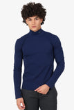Prada NavyTechnical Jersey Triangle Logo Turtleneck Sweater Size L