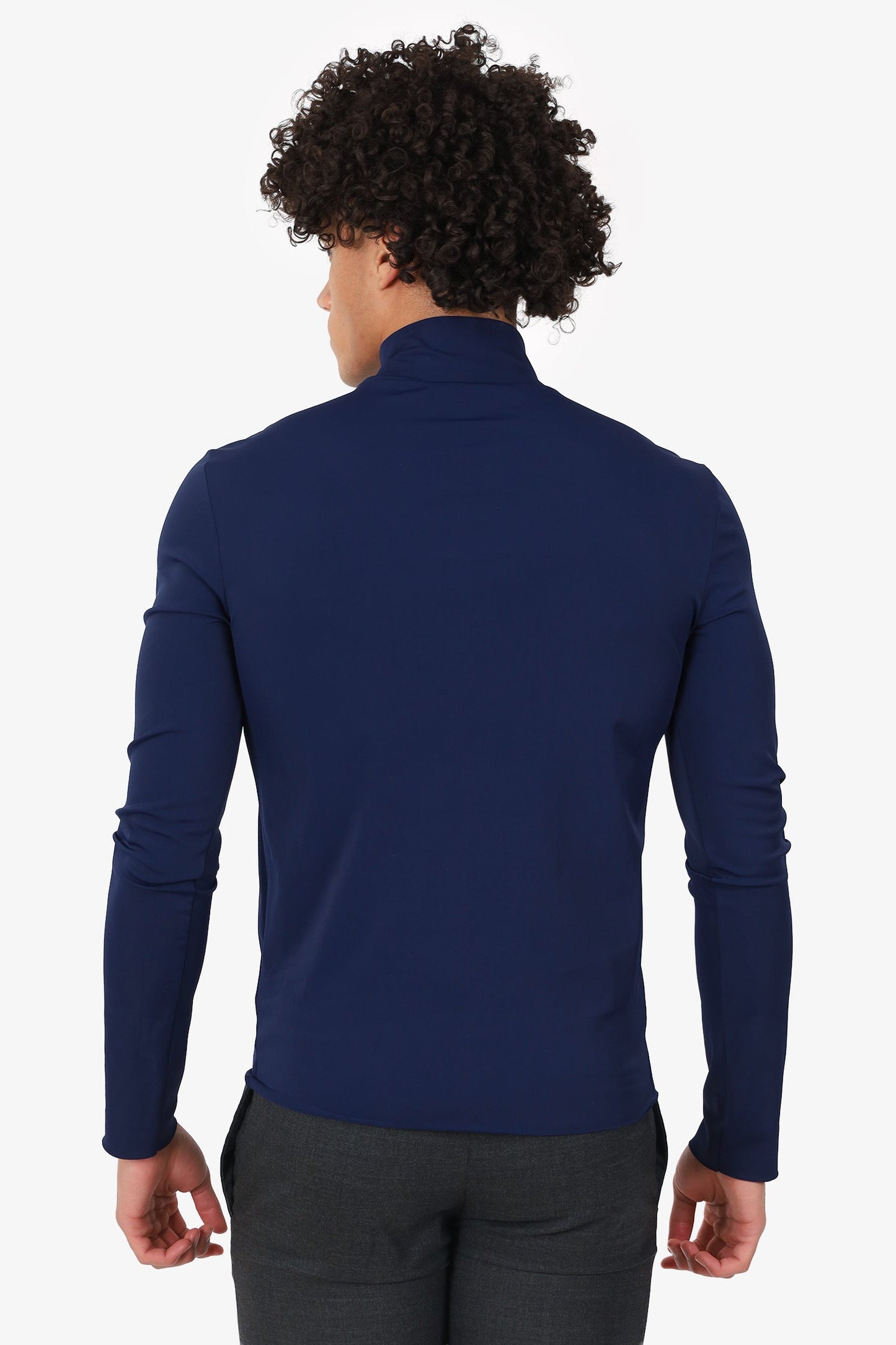 Prada NavyTechnical Jersey Triangle Logo Turtleneck Sweater Size L