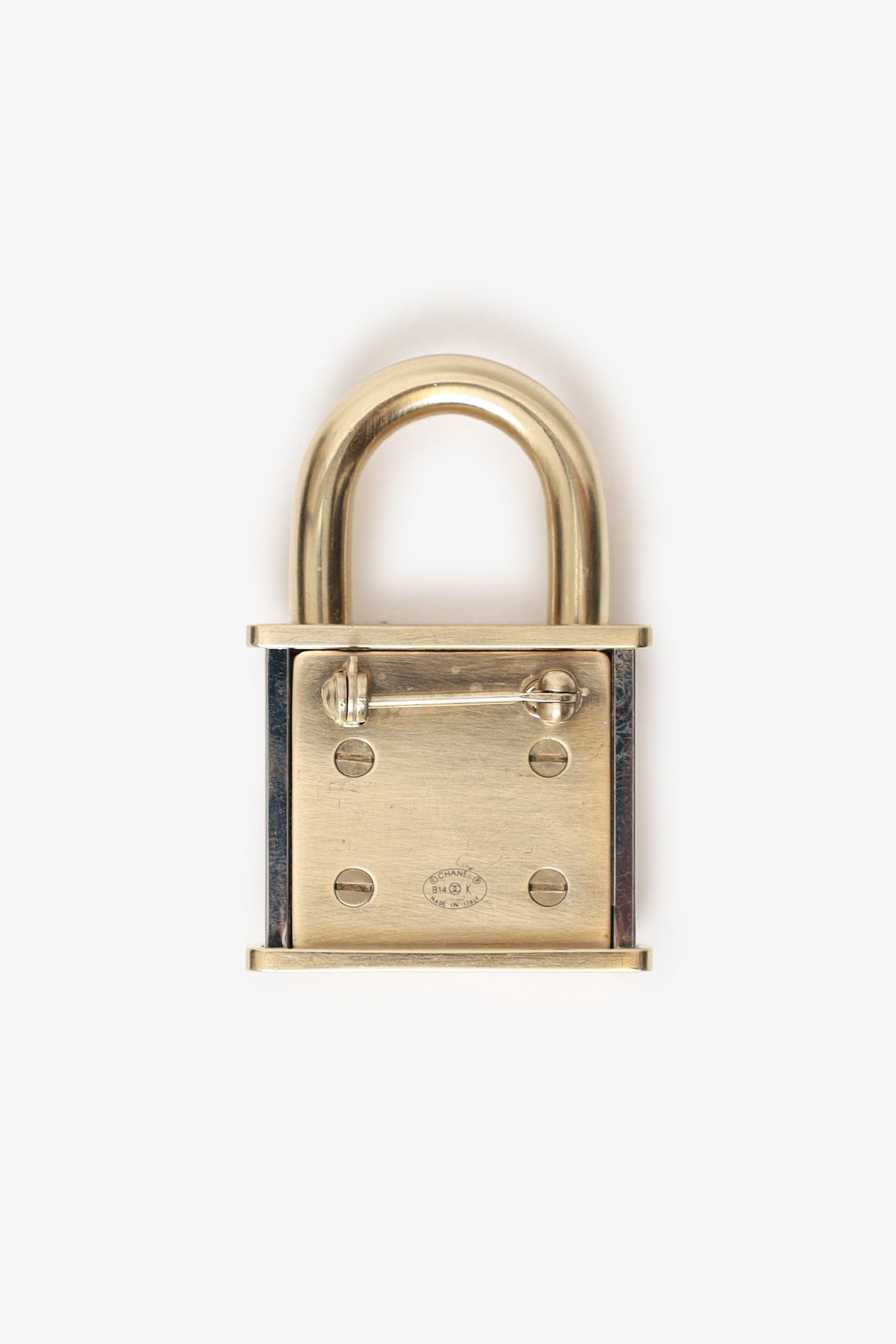 Chanel™ Gold Tone CC Padlock Brooch