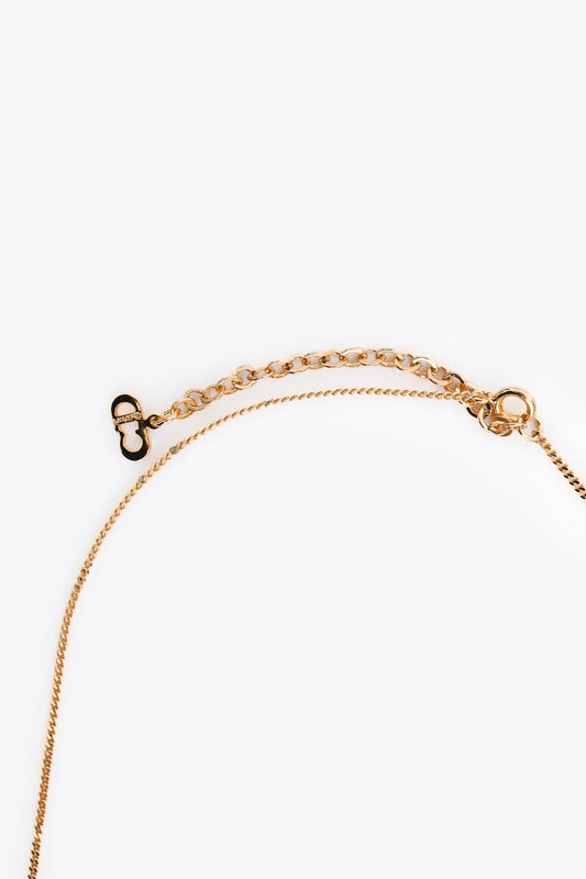 Christian Dior   Gold Tone Metal Crystal Embellished CD Necklace