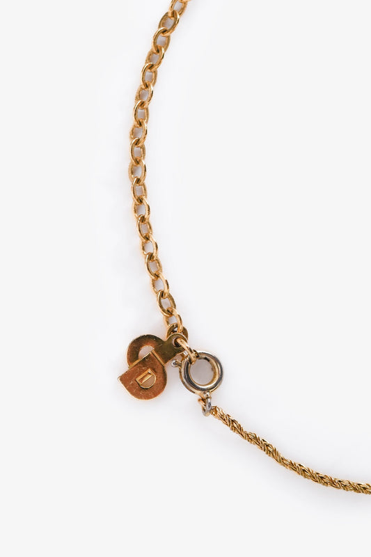 Christian Dior   Gold Tone Metal Crystal Embellished Foliage Necklace