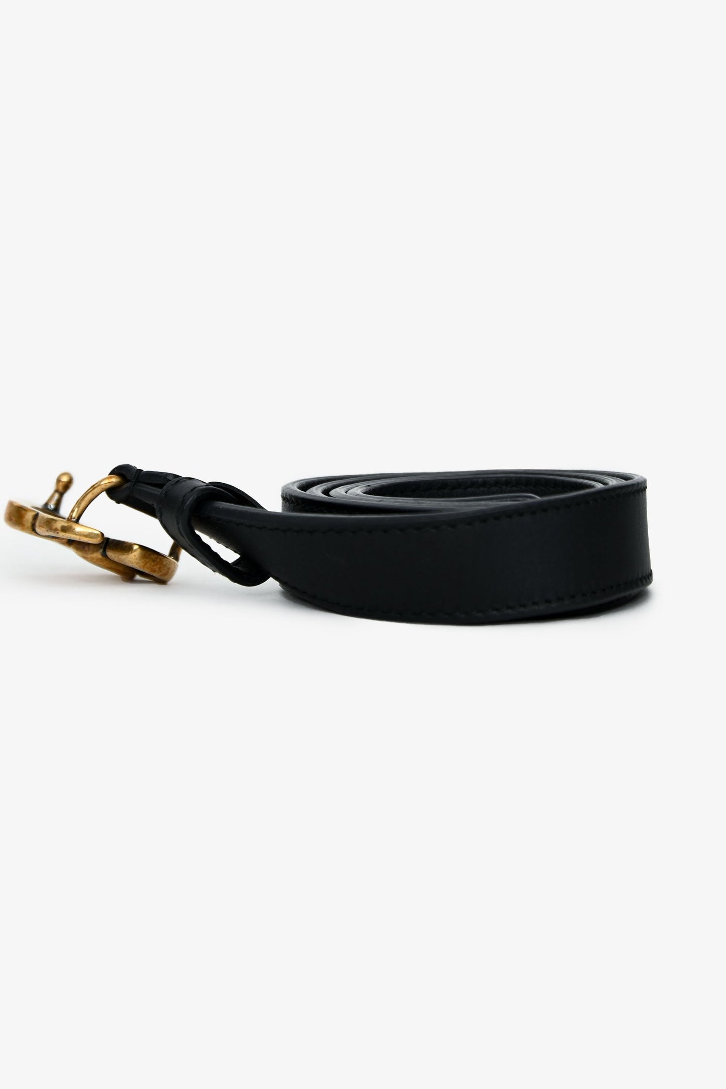Gucci Black Leather Thin GG Belt Size 85/34