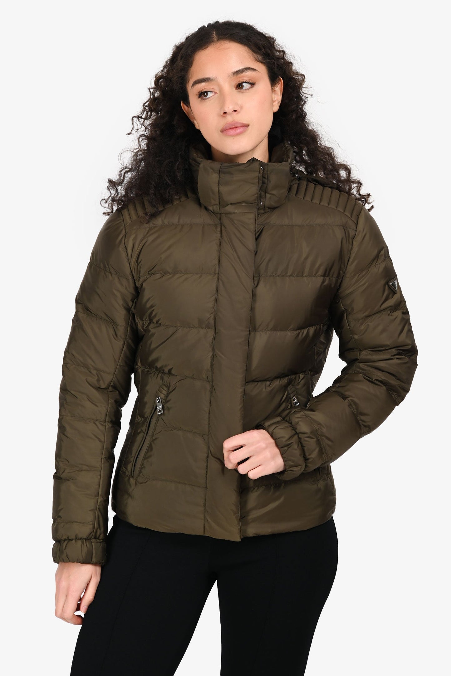 Prada 2015 Khaki Green Nylon Puffer Jacket Size 44