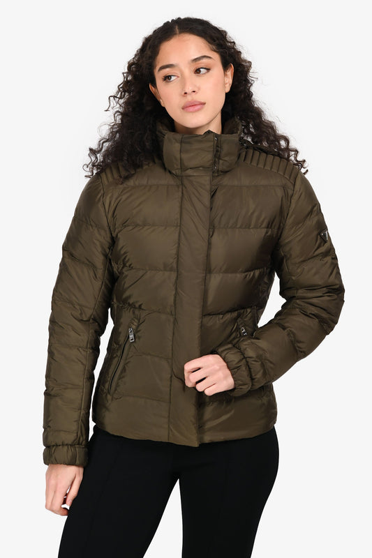 Prada 2015 Khaki Green Nylon Puffer Jacket Size 44