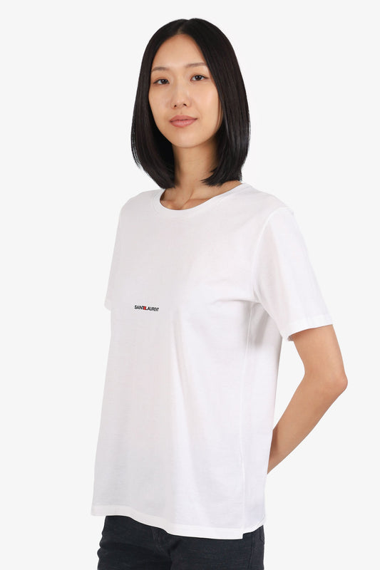 Saint Laurent White Graphic Print T-Shirt Estimated Size S