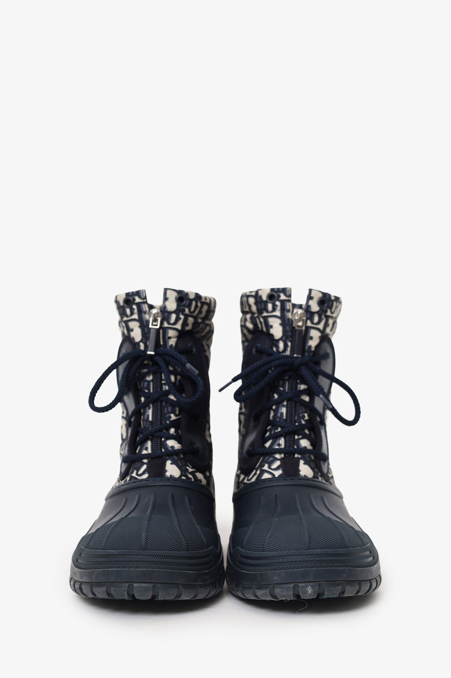 Christian Dior Blue Oblique D-Venture Jacquard Boots Size 40.5