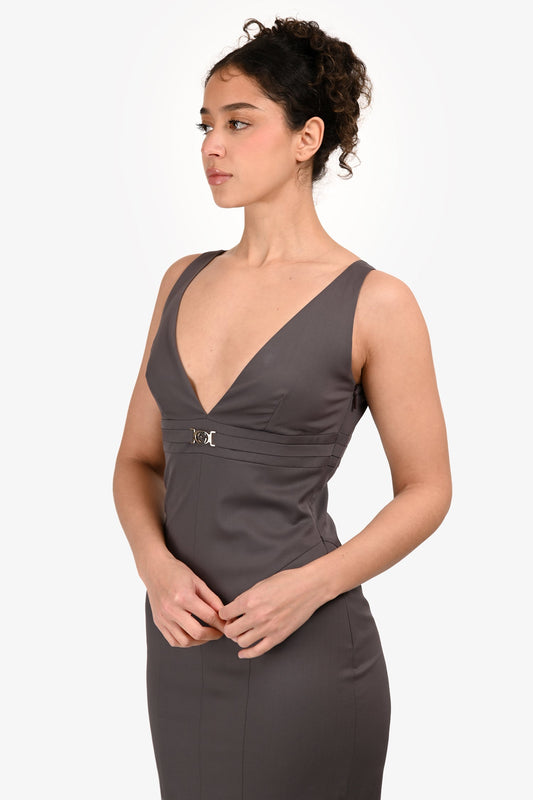 Gucci 2006 Tom Ford Era Silver GG Midi Dress Size 42