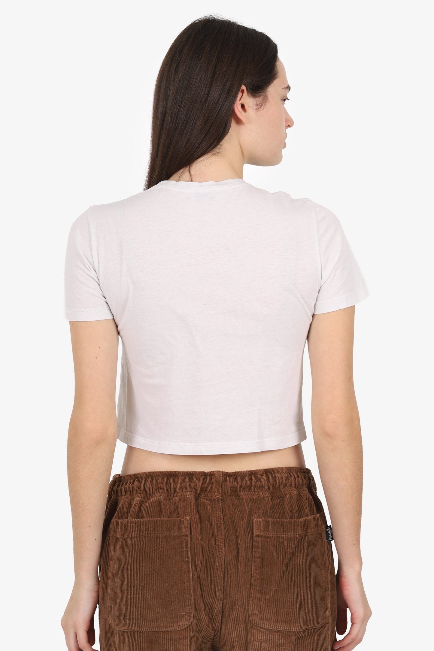 Saint Laurent White Cropped 'YSL' Embroidered T-Shirt Estimated Size XS