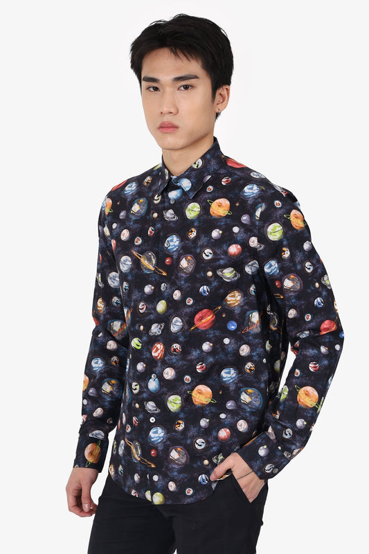 Louis Vuitton Navy Blue Planet Print Button Up Shirt Size M Mens