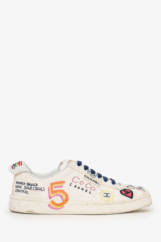 Chanel™ X Pharrell Canvas Printed Low Top Sneakers Size 37