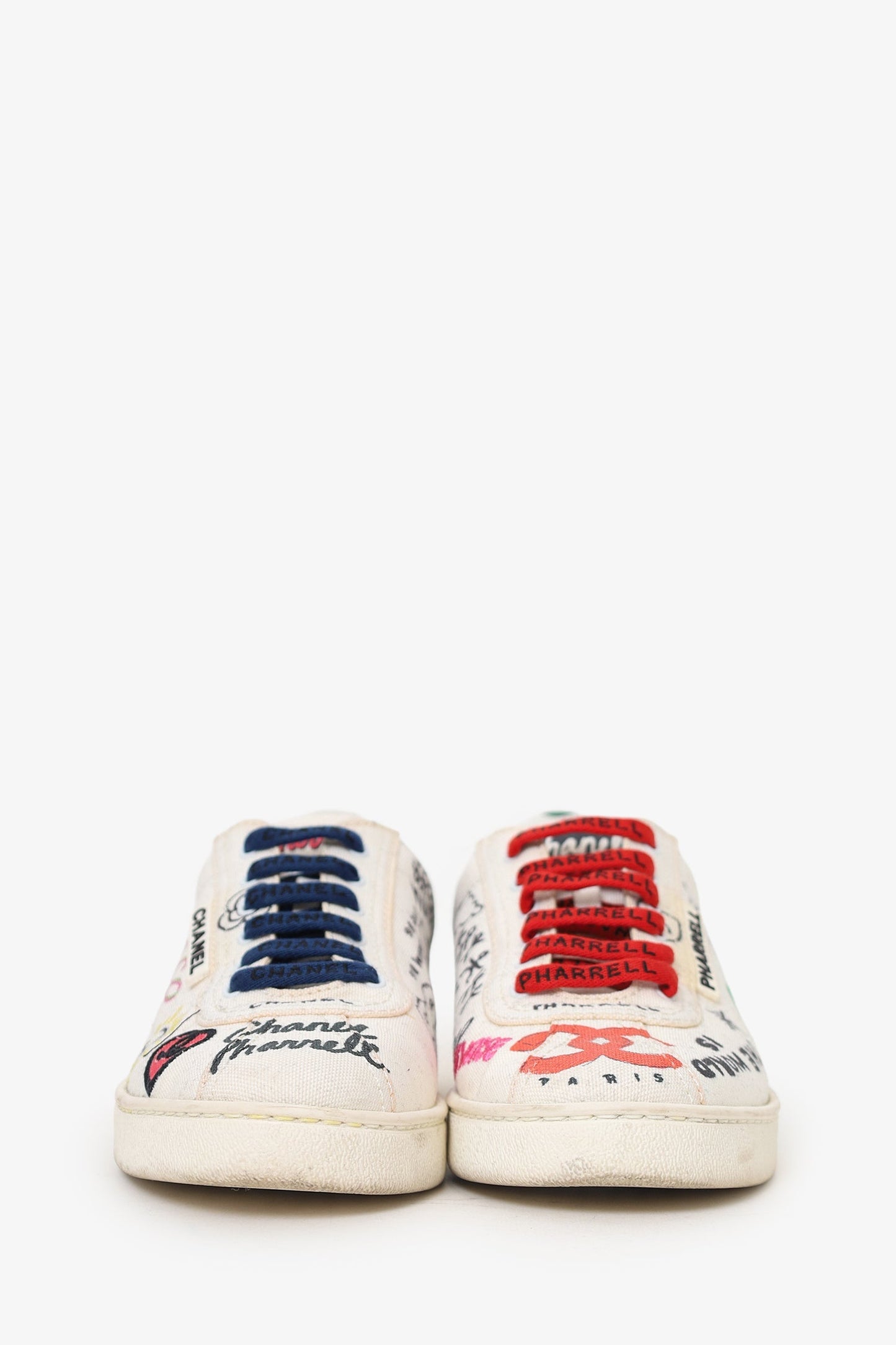 Chanel™ X Pharrell Canvas Printed Low Top Sneakers Size 37